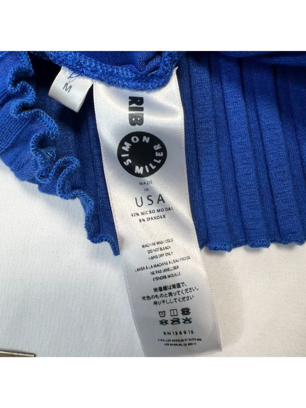 Simon Miller Troost Rib Racer Tank Top Ribbed Knit Designer Electric Blue Medium - Picture 7 of 9